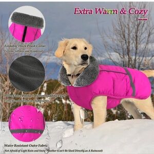 Dogcheer Warm Dog Coat Dog Jacket Waterproof Winter Coat Reflective - Pink - M